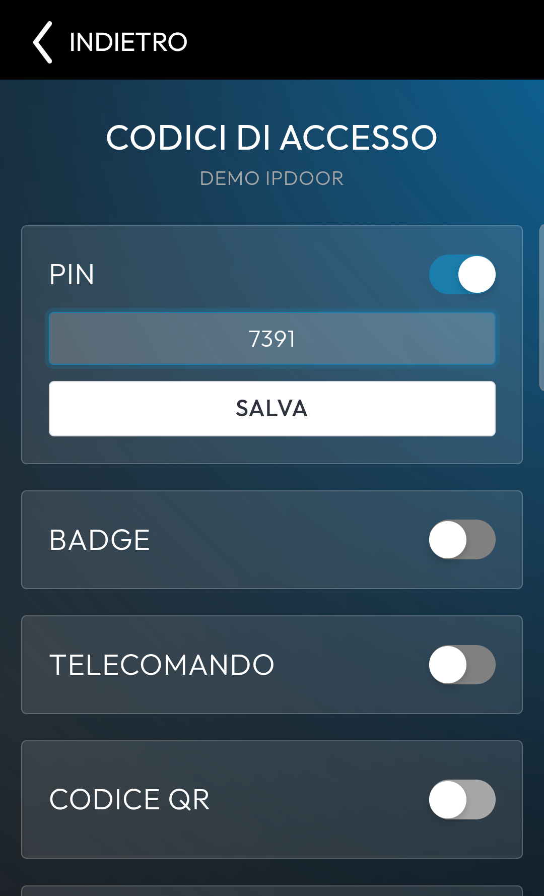 Impostazione del PIN