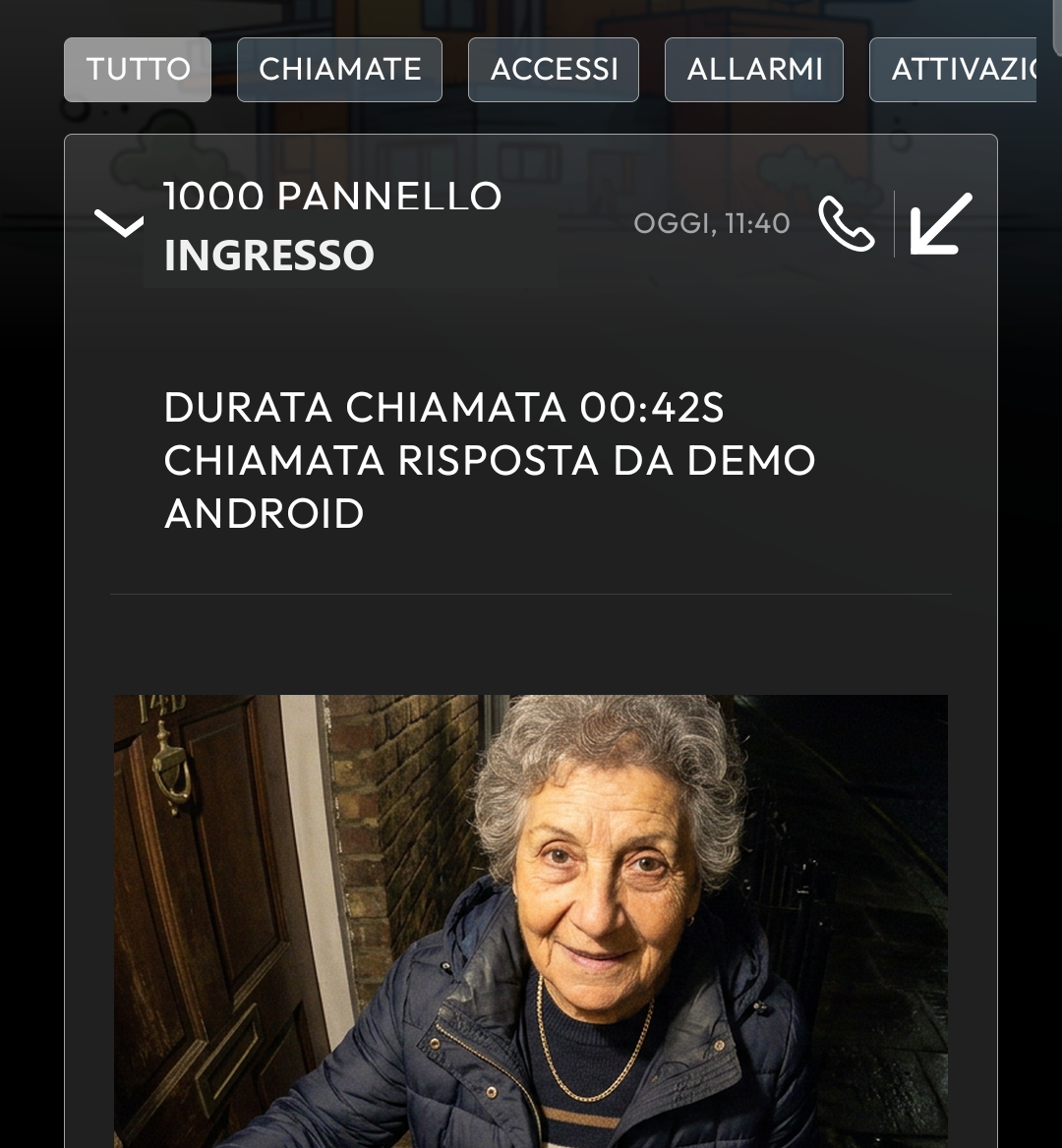 Dettaglio di una chiamata nella Cronologia