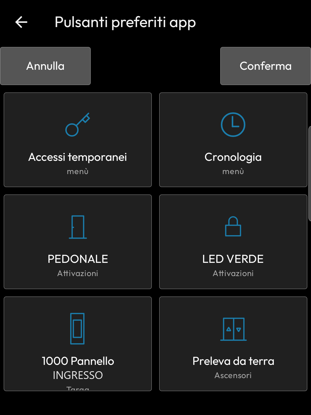 Riordino dei pulsanti preferiti